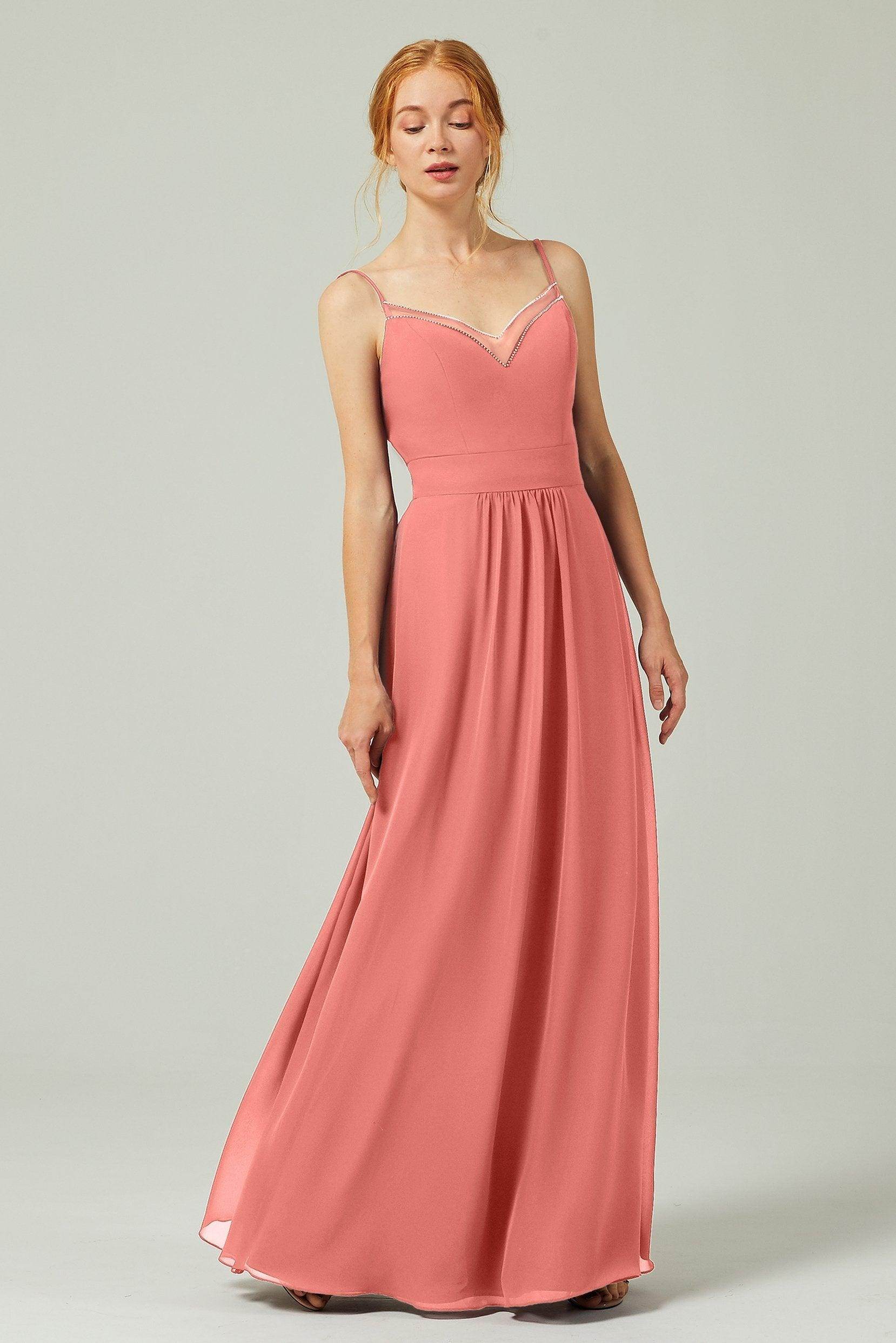A-Line Floor Length Chiffon Bridesmaid Dress CB0293 - COCOMELODY